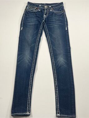 True Religion Billy Super T Straight Leg Jeans 27x31 Y2K White Stitch